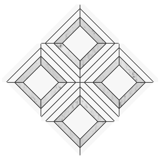 Lens Marble Waterjet Mosaic Dolomite and Carrara
