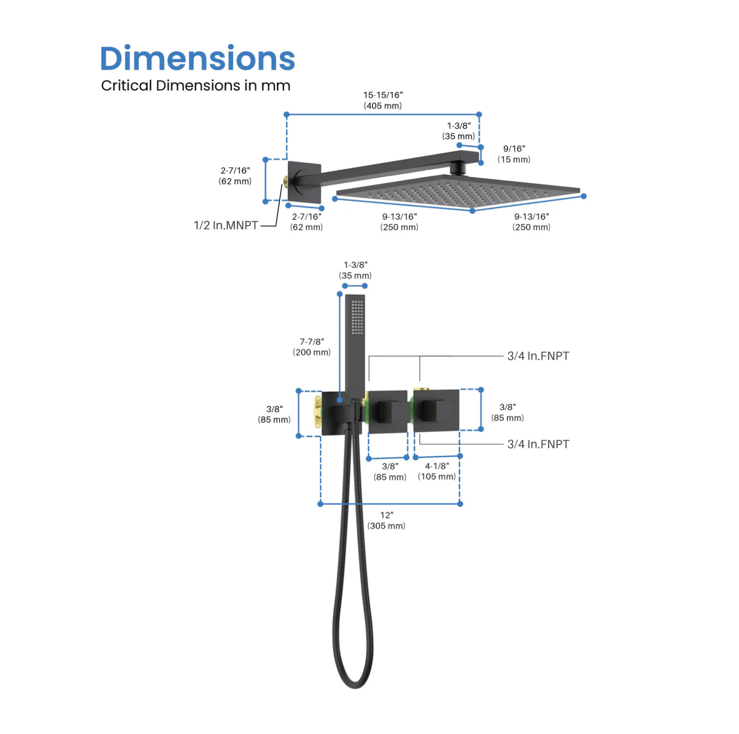 Wall Mount Shower Column with Rough In Valve - CSF-4014
