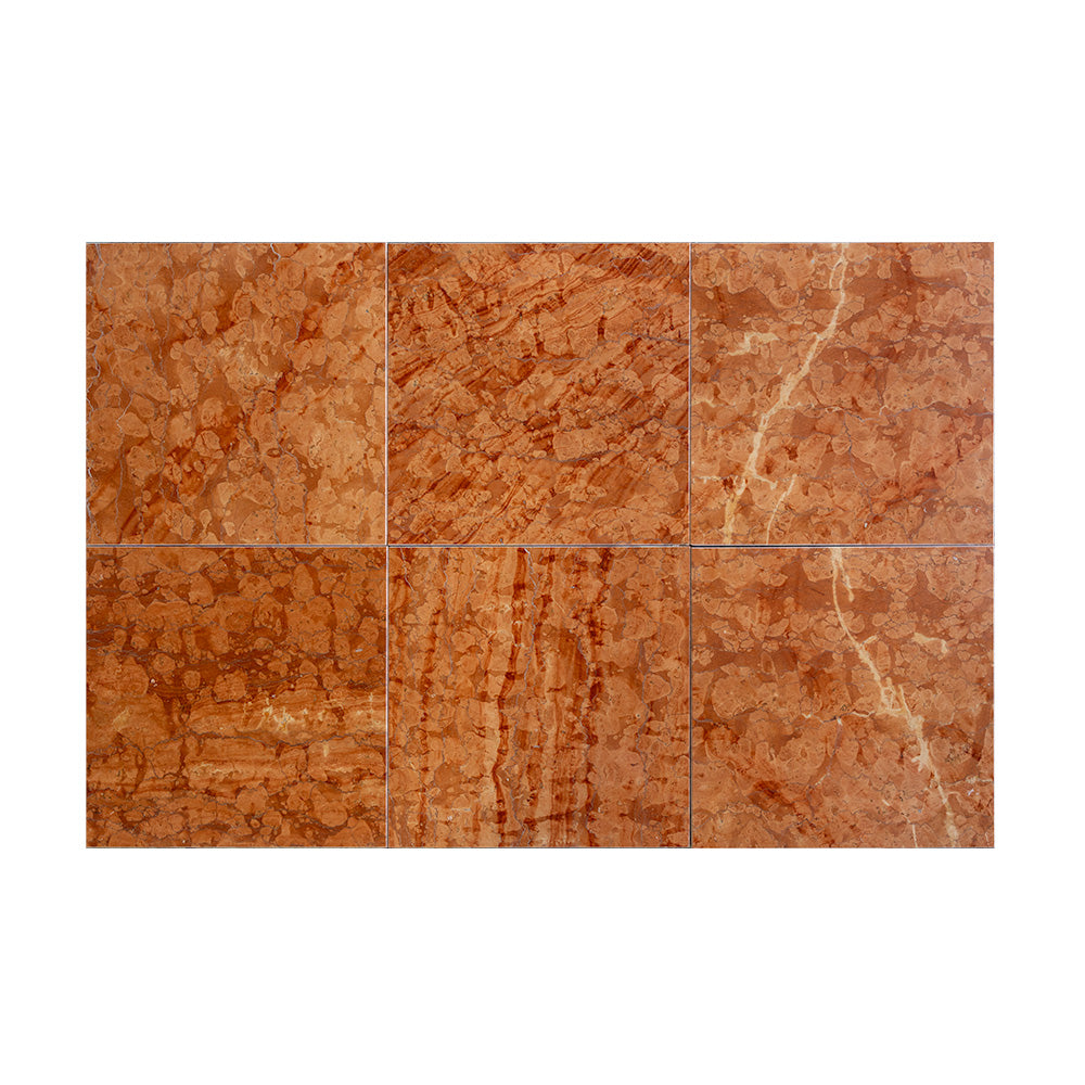 Red Verona Marble Tile Honed 12"x12"x3/8"