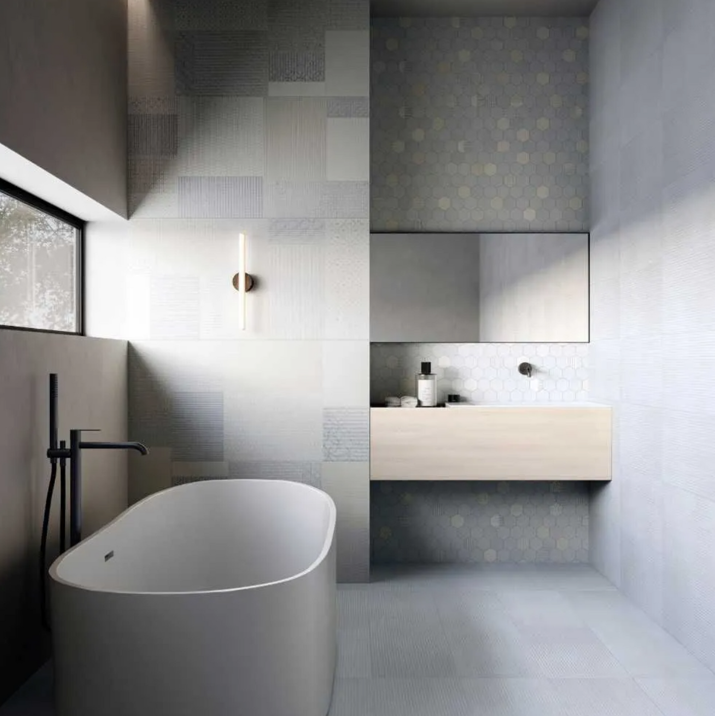 MILAN Blue Hexagon Mosaic Matte 3"