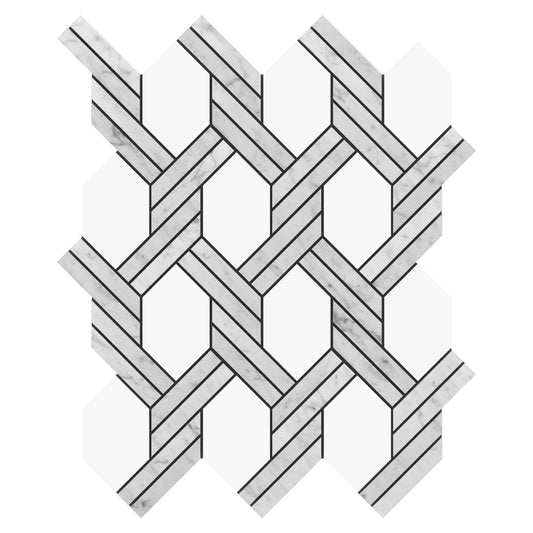 Blossom Marble Waterjet Mosaic Dolomite and Carrara