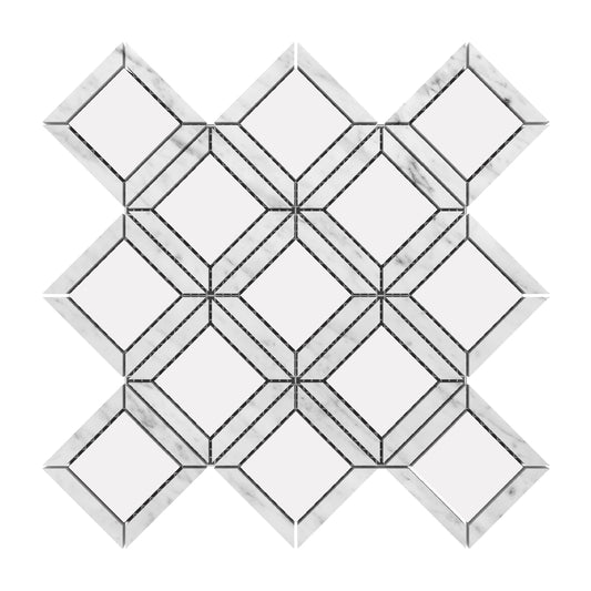 Box Marble Waterjet Mosaic Dolomite and Carrara