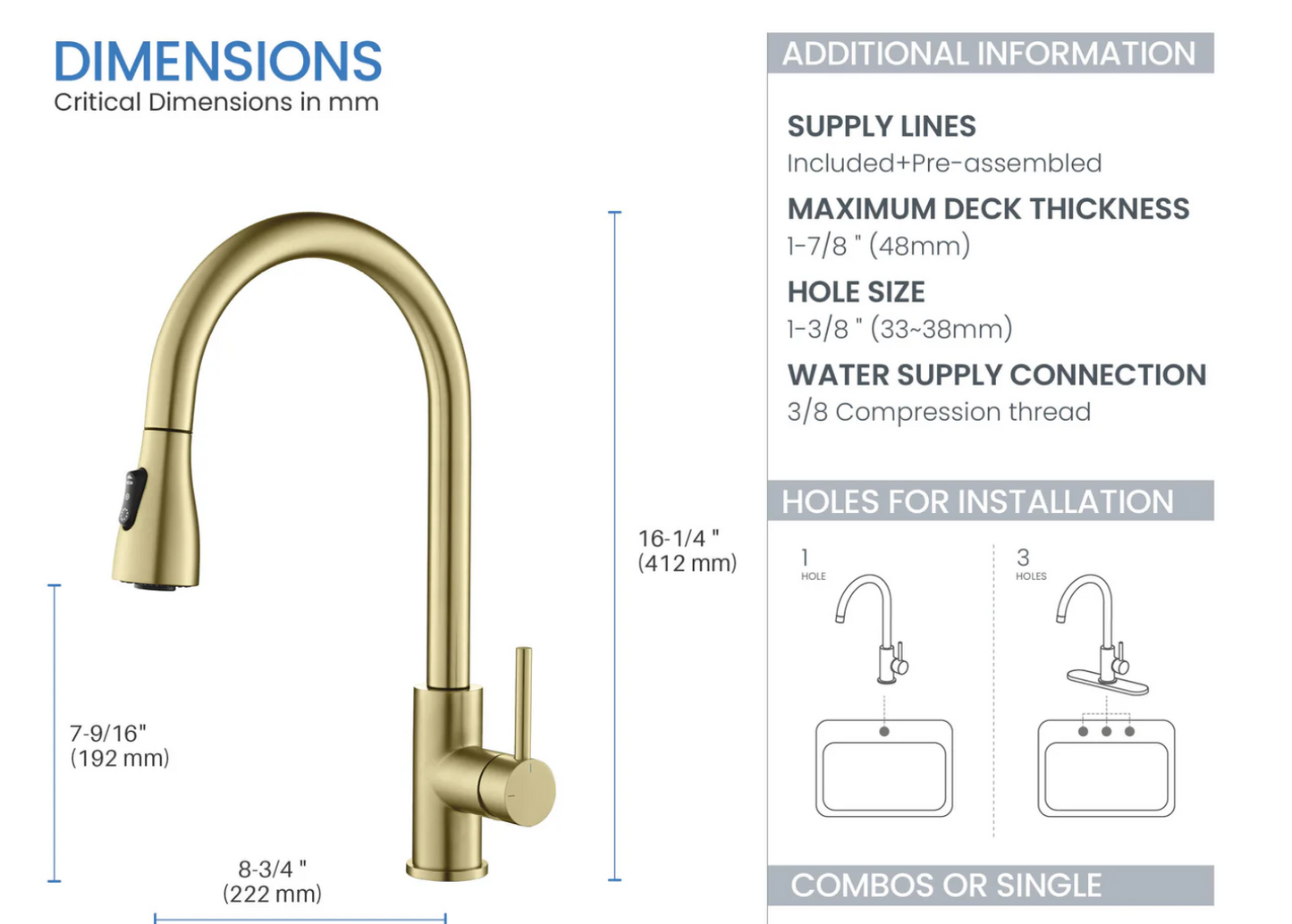 Kitchen Faucet Single Handle Pull Down F102
