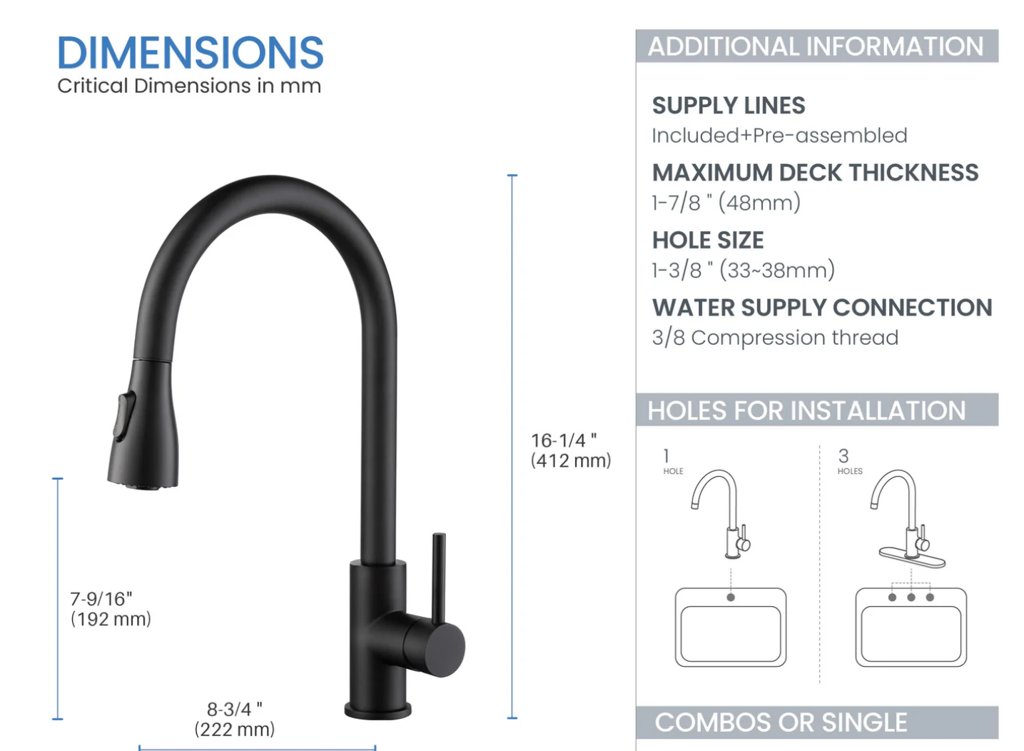 Kitchen Faucet Single Handle Pull Down F102