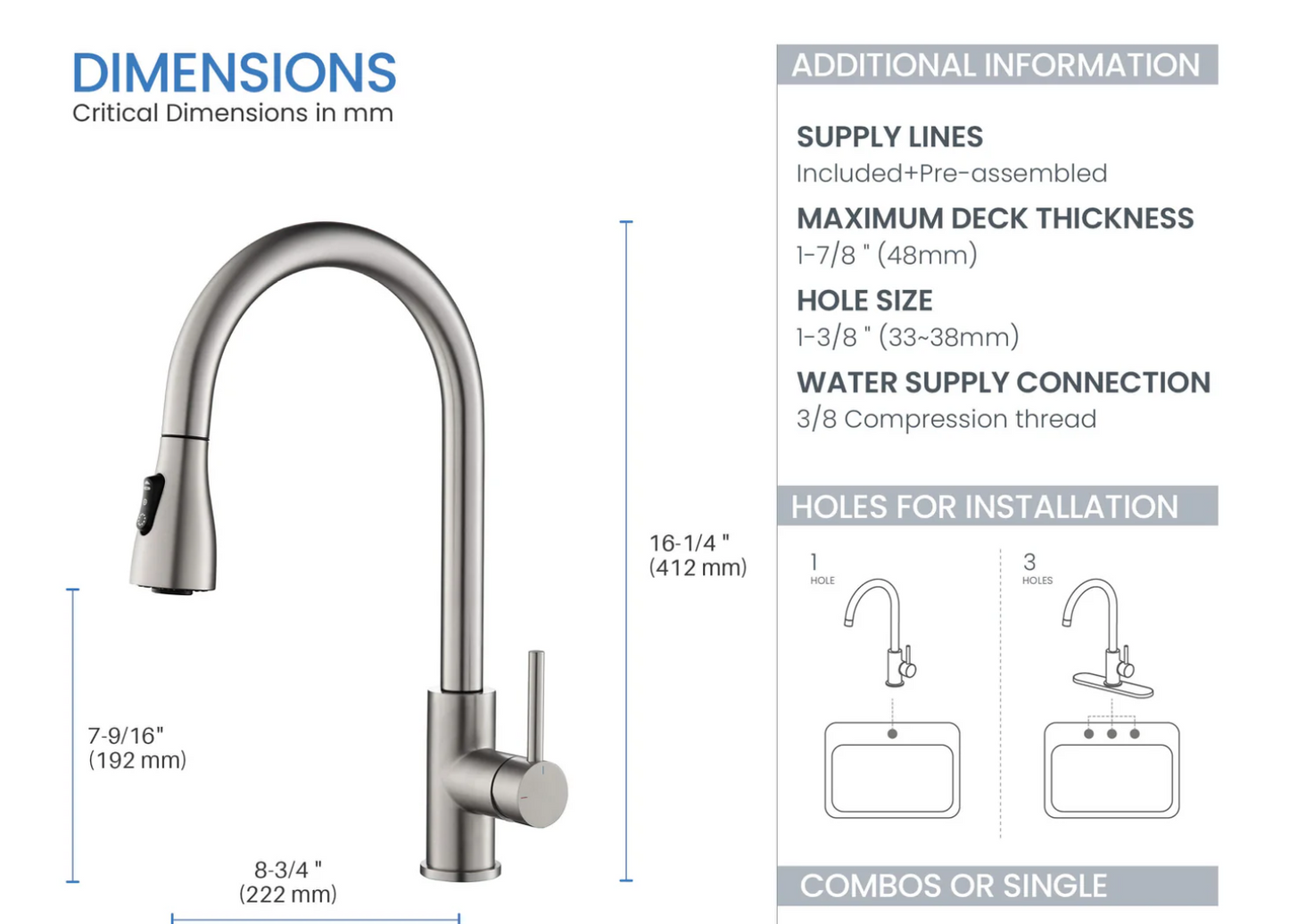 Kitchen Faucet Single Handle Pull Down F102