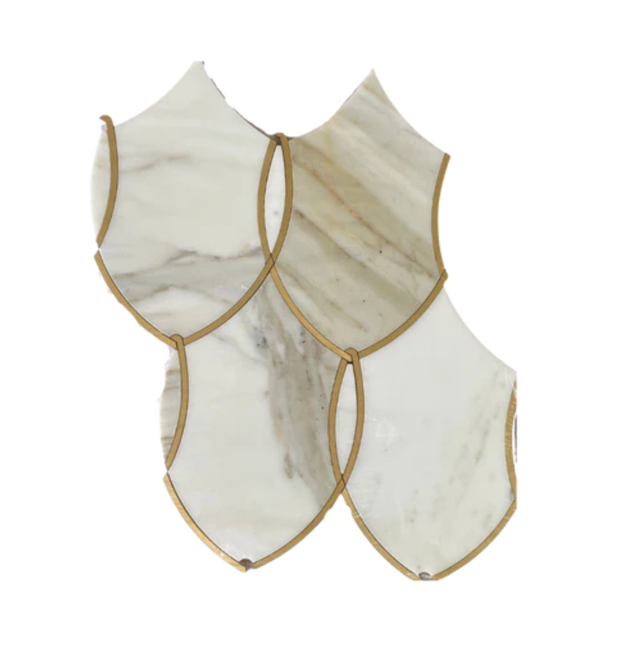 Gentle Marble Waterjet Mosaic Tile Calacatta and Brass