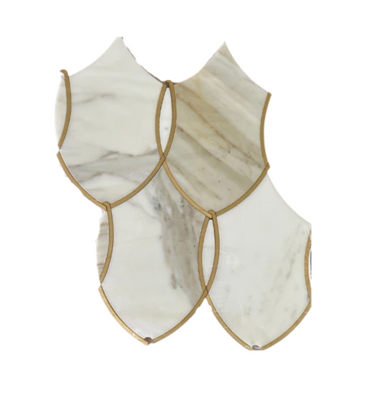Lenient Marble Waterjet Mosaic Tile Calacatta and Brass