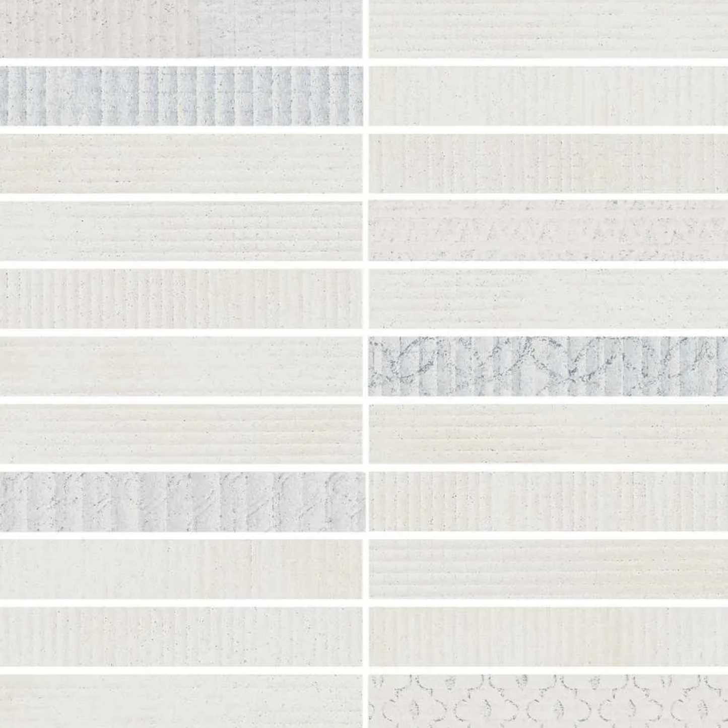 MILAN White Stack Mosaic Matte 1"x6"