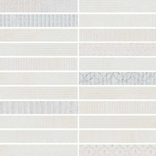 MILAN White Stack Mosaic Matte 1"x6"