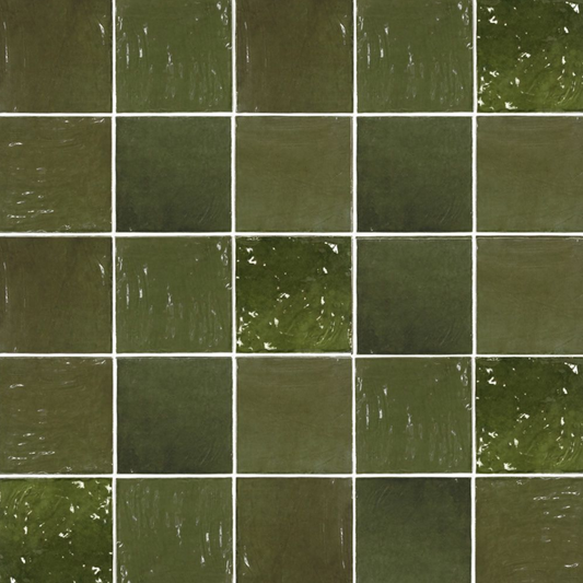 Ceramic Tile Zellige Botanical Green Glossy 5"x5"