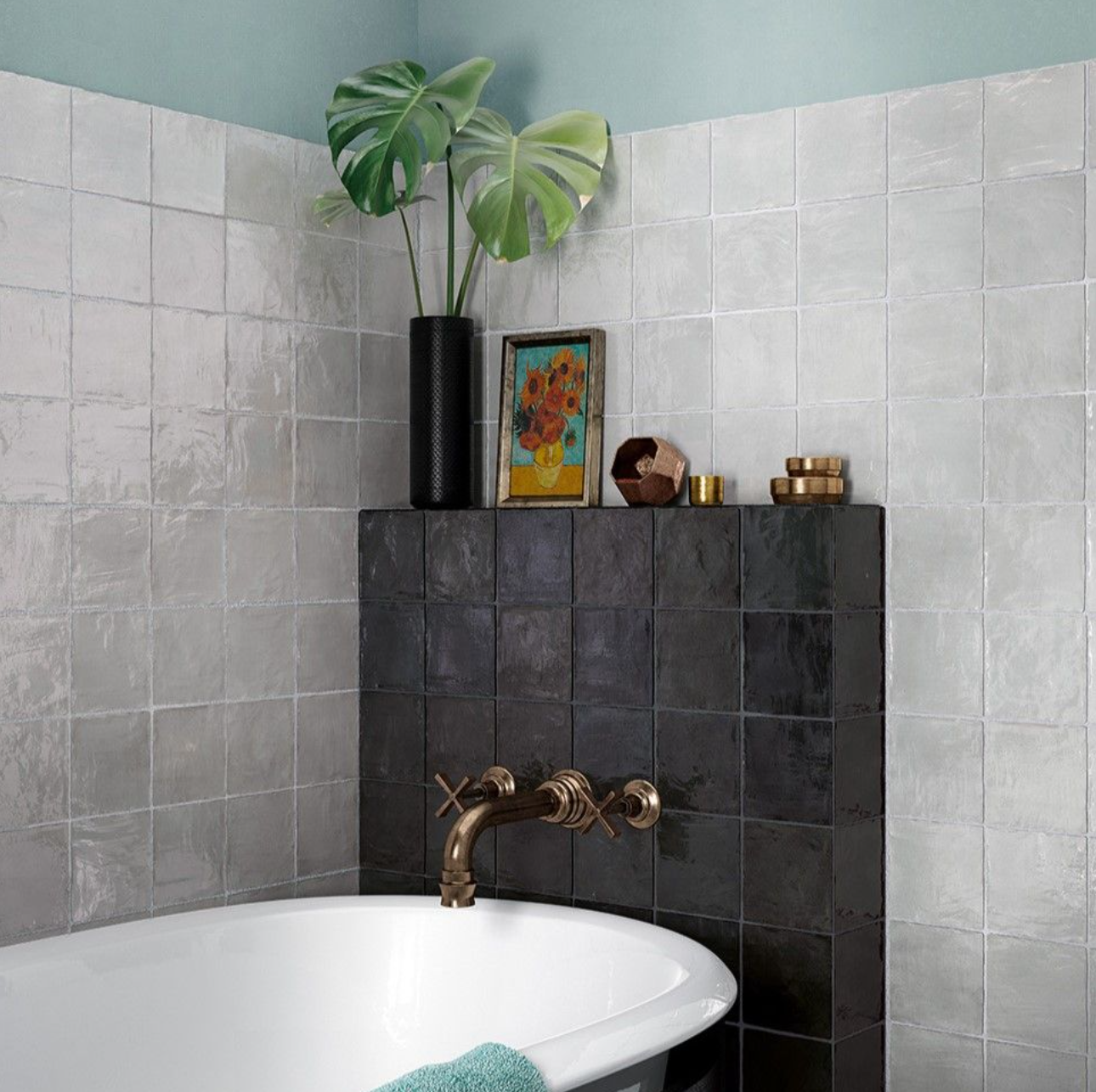 Ceramic Tile Zellige Gris Nuage Glossy 5"x5"