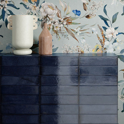 Porcelain Subway Tile Botanical Ocean Glossy 2"x8"