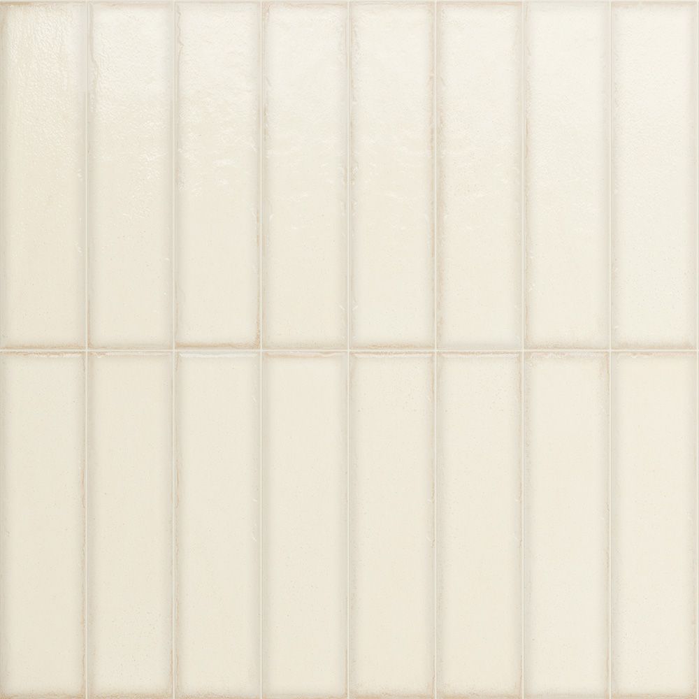 Porcelain Subway Tile Botanical White Glossy 2"x8"