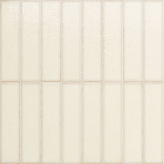 Porcelain Subway Tile Botanical White Glossy 2"x8"