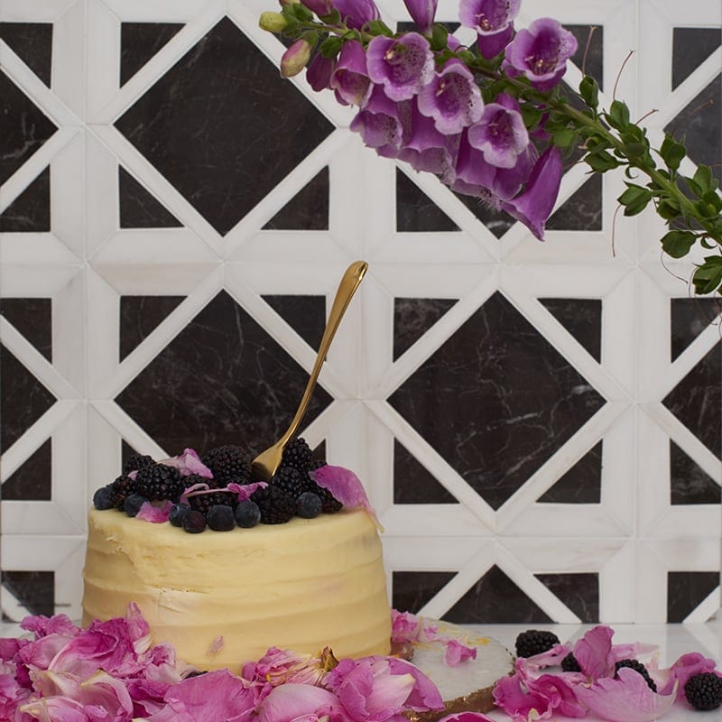 Snow White, Black Multi Finish Kent Marble Mosaic