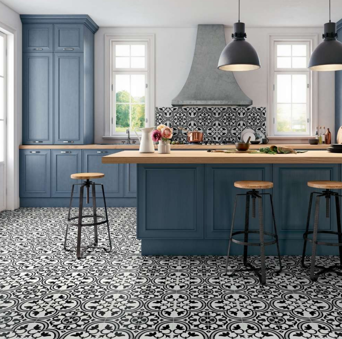 Original Clover Grey Porcelain Patterned Tile 8"x8"