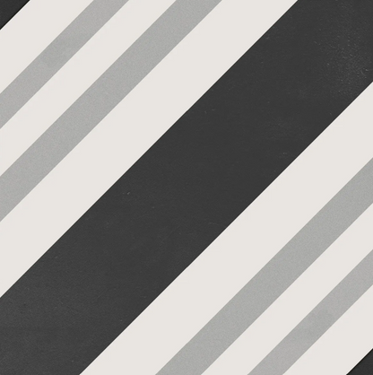 Geometric Black Porcelain Patterned Tile Matte 8"x8"
