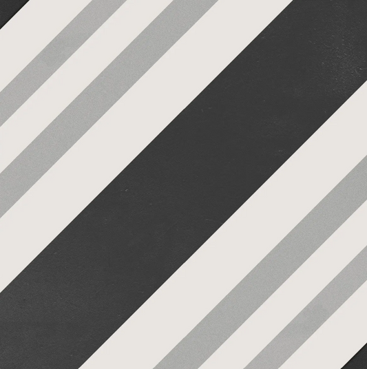 Geometric Black Porcelain Patterned Tile Matte 8"x8"