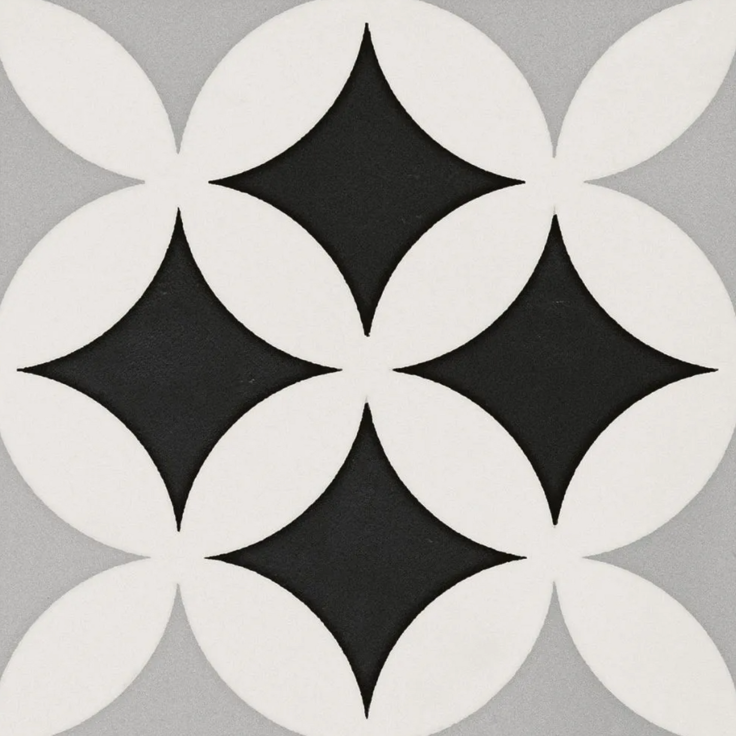 Original Deco Grey Porcelain Patterned Tile Matte 8"x8"