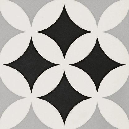 Original Deco Grey Porcelain Patterned Tile Matte 8"x8"