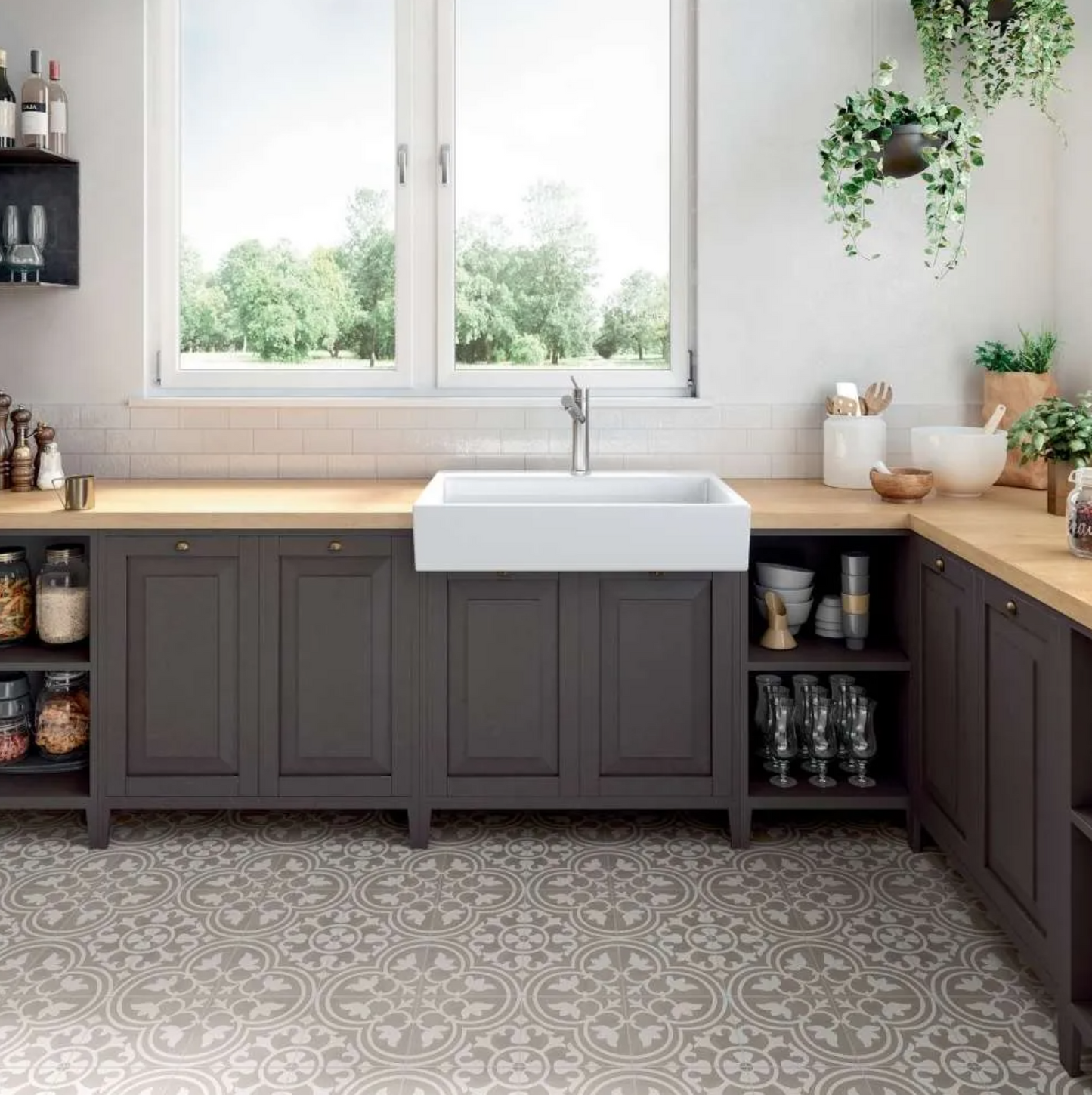Original Clover Taupe Porcelain Patterned Tile Matte 8"x8"