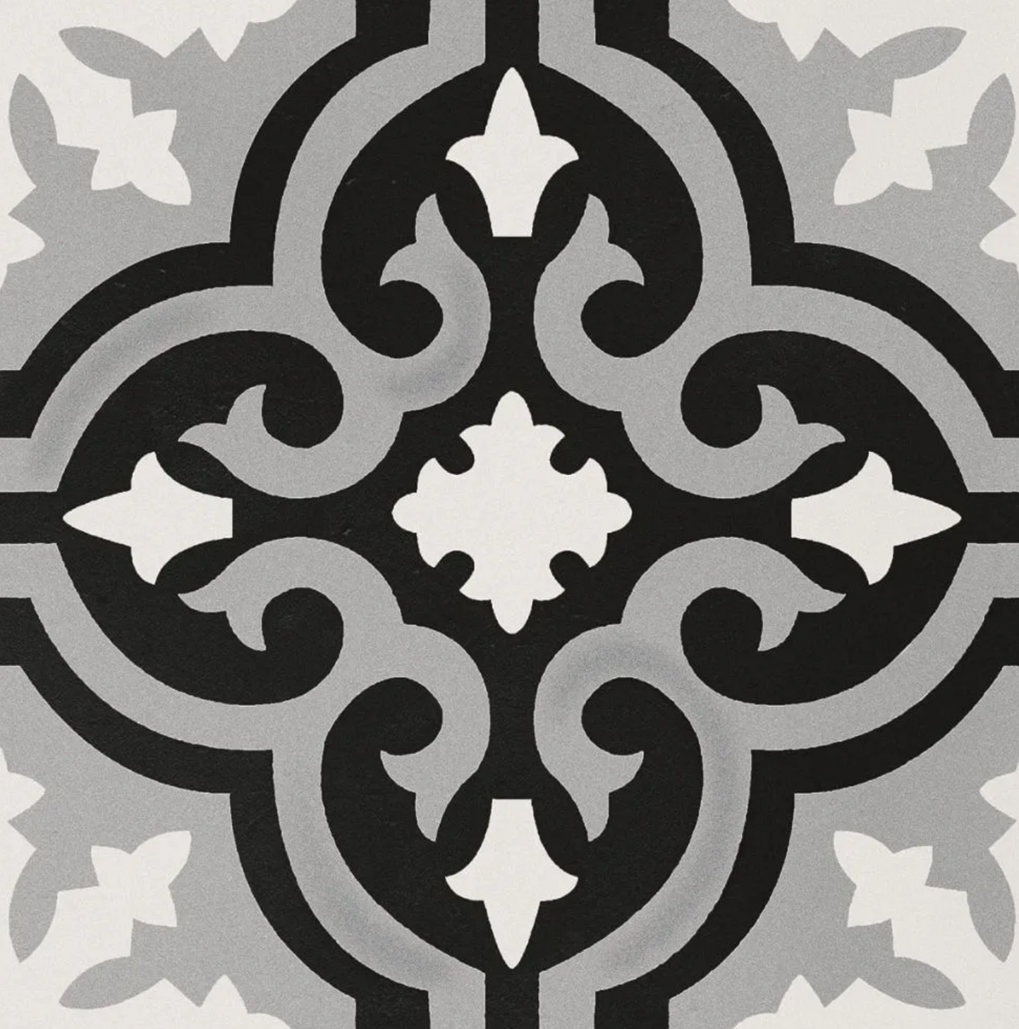 Original Bali Black+White Porcelain Patterned Tile Matte 8"x8"