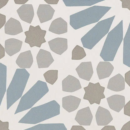Etna Big Aster Blue Porcelain Patterned Tile Matte 8"x8"