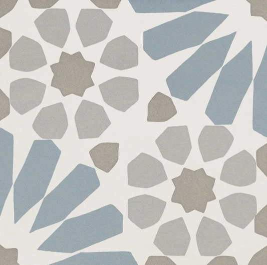 Etna Big Aster Blue Porcelain Patterned Tile Matte 8"x8"