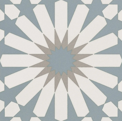 Etna Aster Blue Porcelain Patterned Tile Matte 8"x8"