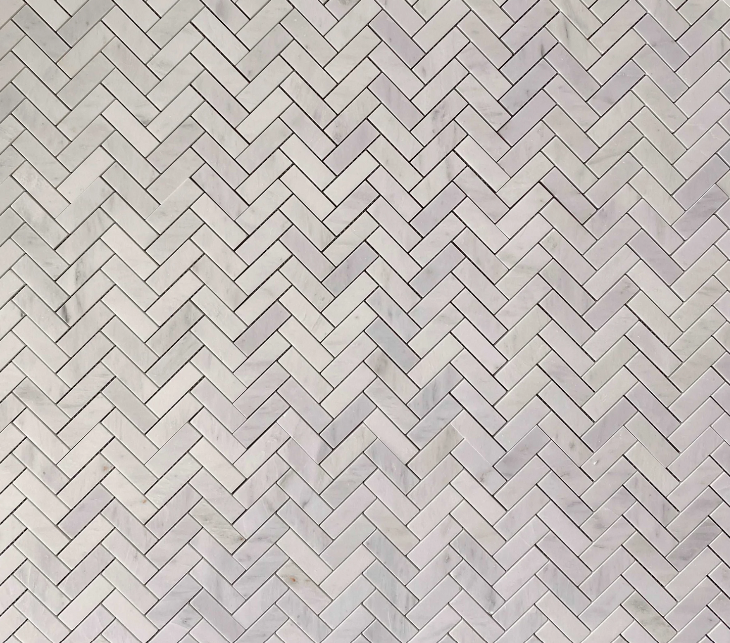 Arabescato Carrara Herringbone Marble Mosaic Polished