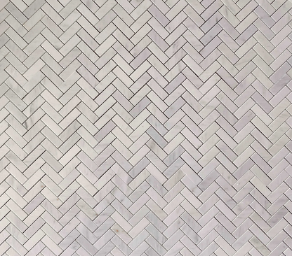 Arabescato Carrara Herringbone Marble Mosaic Polished