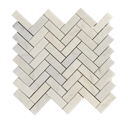 Arabescato Carrara Herringbone Marble Mosaic Polished