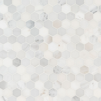 Arabescato Carrara 2" Hexagon Marble Mosaic Polished