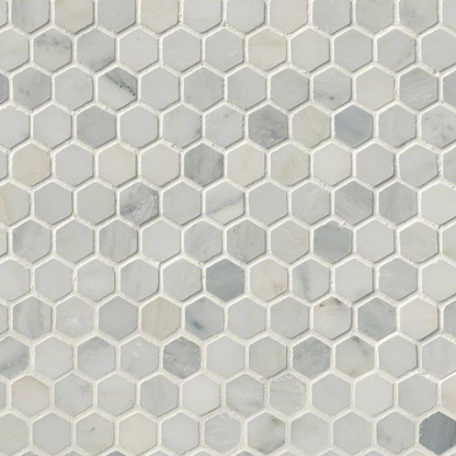 Arabescato Carrara Hexagon Marble Mosaic Polished