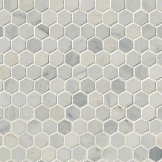 Arabescato Carrara Hexagon Marble Mosaic Honed