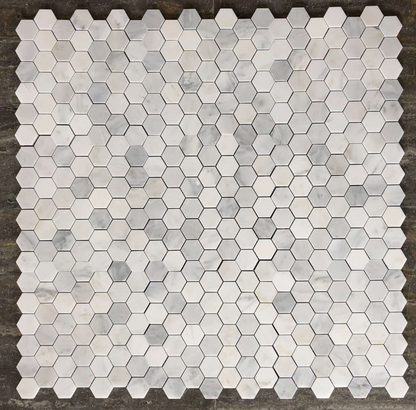 Arabescato Carrara Hexagon Marble Mosaic Honed