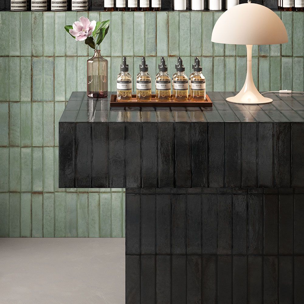 Porcelain Subway Tile Botanical Smoke Glossy 2"x8"