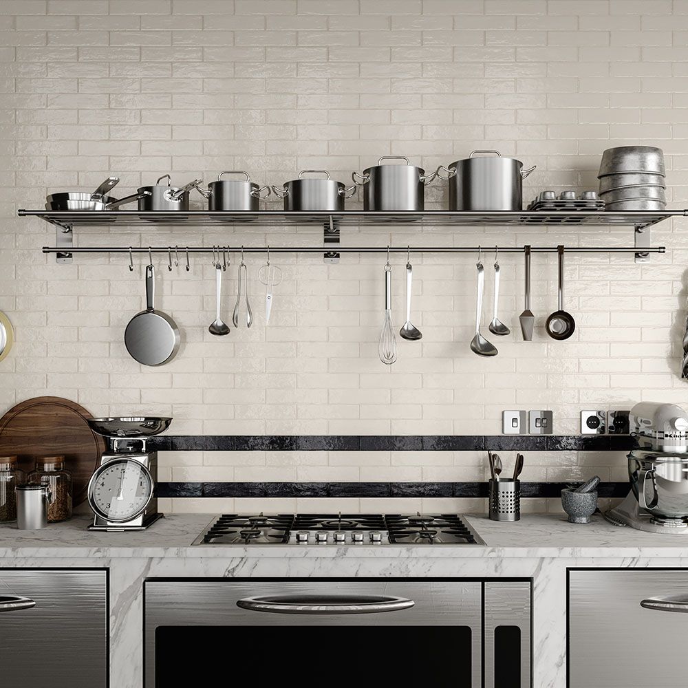 Porcelain Subway Tile Botanical White Glossy 2"x8"