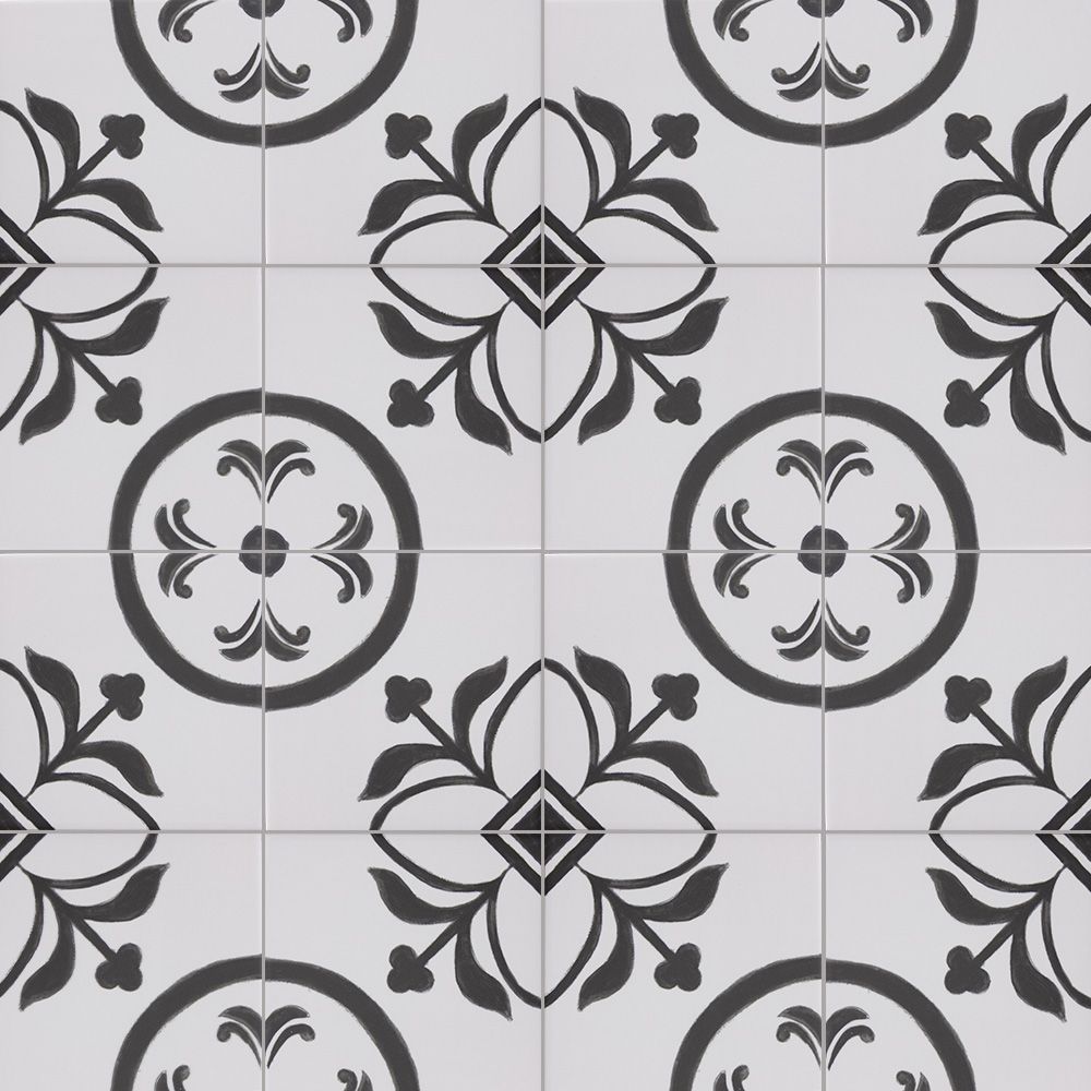 Brushstroke Noir Porcelain Patterned Tile Matte 6"x6"