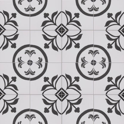 Brushstroke Noir Porcelain Patterned Tile Matte 6"x6"