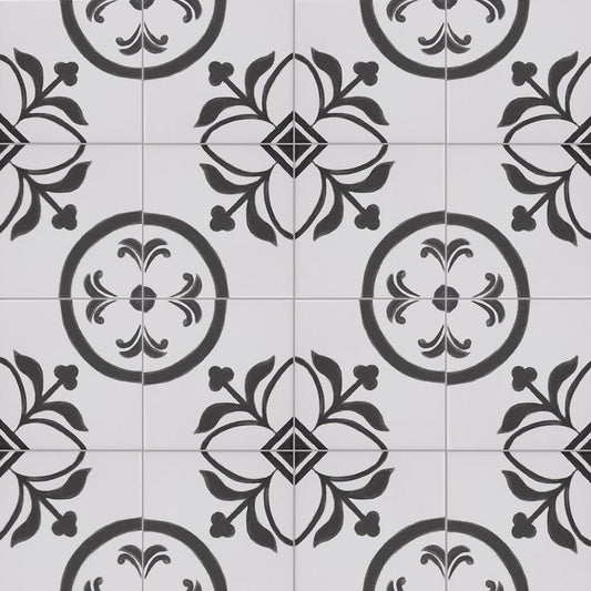 Brushstroke Noir Porcelain Patterned Tile Matte 6"x6"