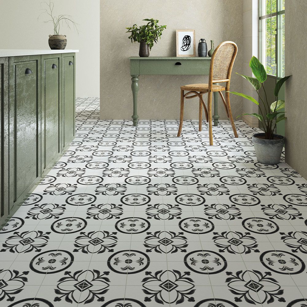 Brushstroke Noir Porcelain Patterned Tile Matte 6"x6"