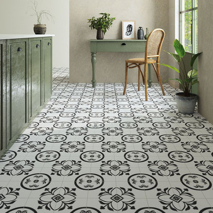 Brushstroke Noir Porcelain Patterned Tile Matte 6"x6"