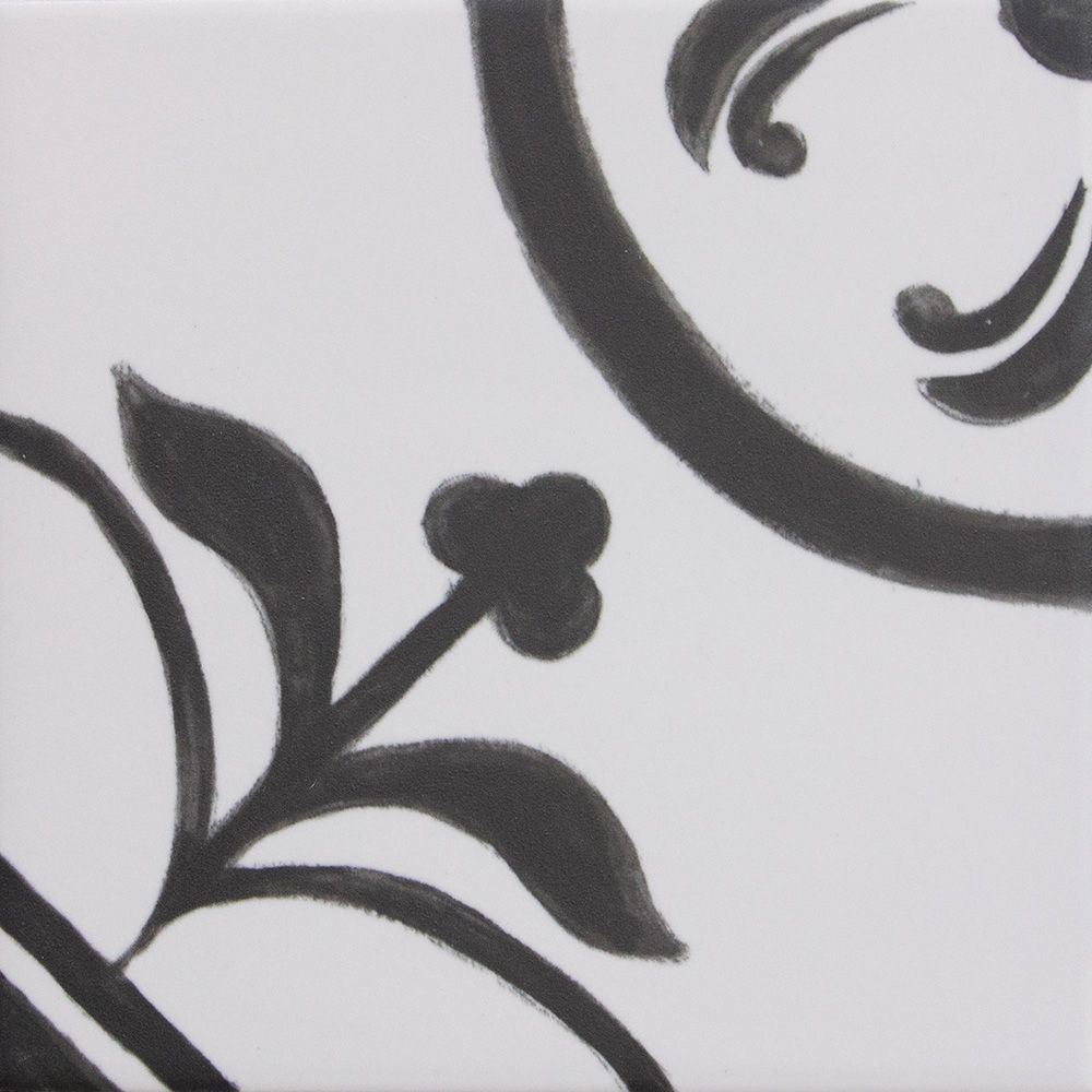 Brushstroke Noir Porcelain Patterned Tile Matte 6"x6"