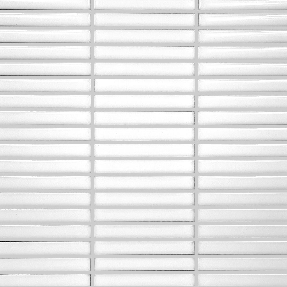 Porcelain Geometrics Stick Mosaic Crystal White