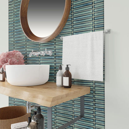 Porcelain Geometrics Stick Mosaic Dark Green