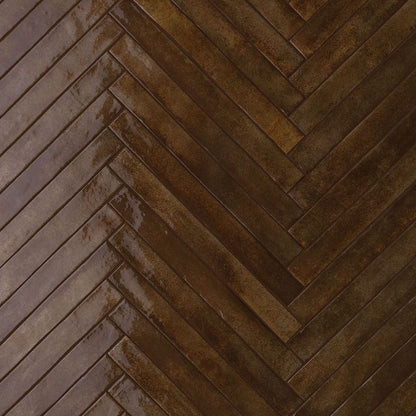 Porcelain Subway Tile Stratto Chocolate Glossy 2"x18"