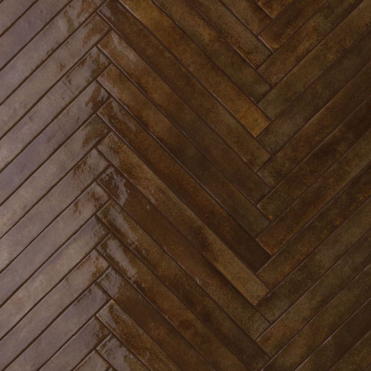 Porcelain Subway Tile Stratto Chocolate Glossy 2"x18"