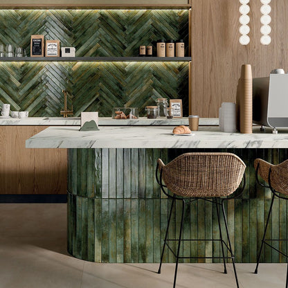 Porcelain Subway Tile Stratto Dark Green Glossy 2"x18"