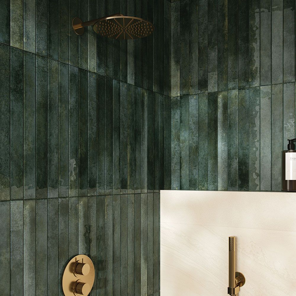 Porcelain Subway Tile Stratto Dark Green Glossy 2"x18"